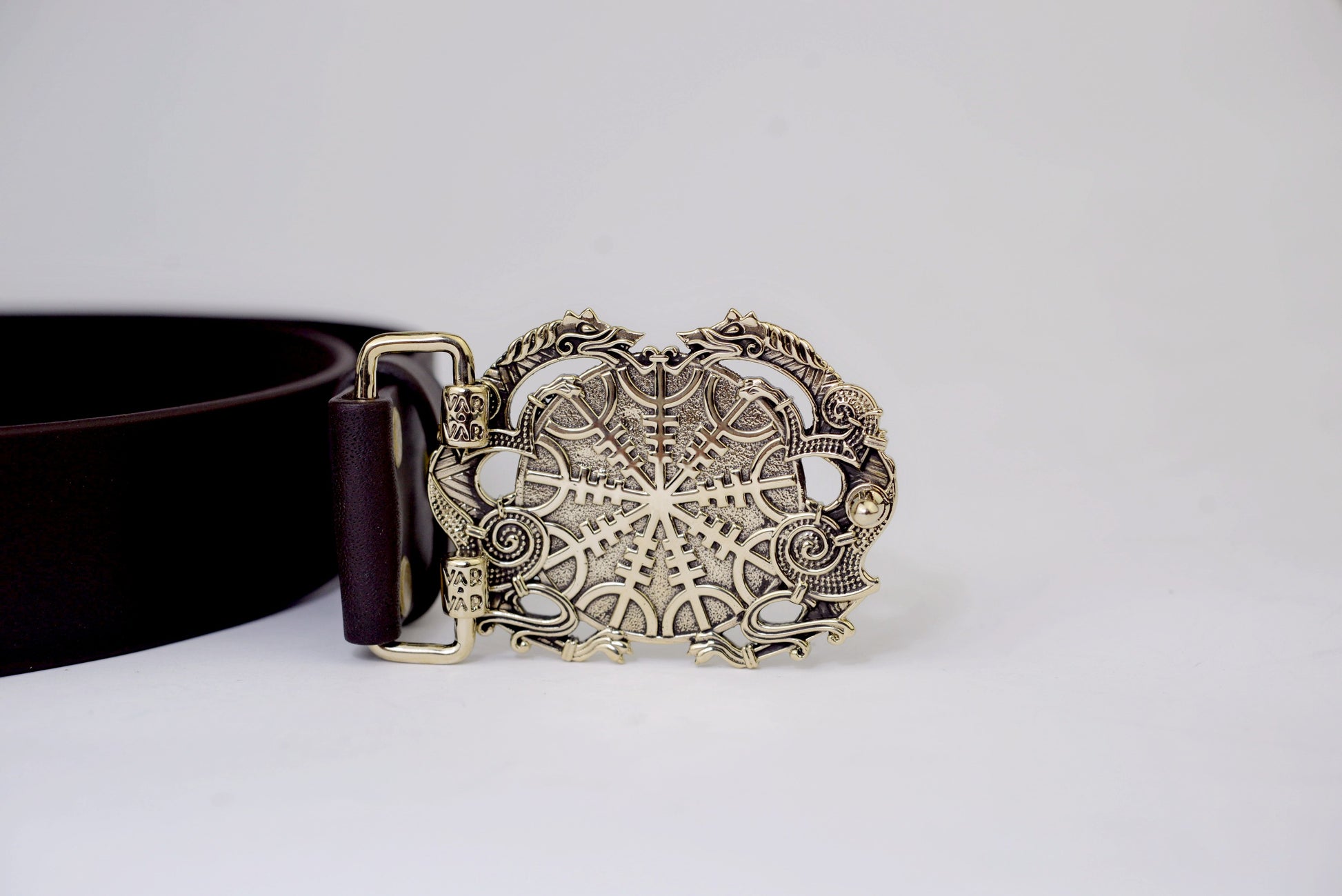 vkngjewelry Belt Double-Sided Solid Brass Viking Vegvisir Belt Buckle