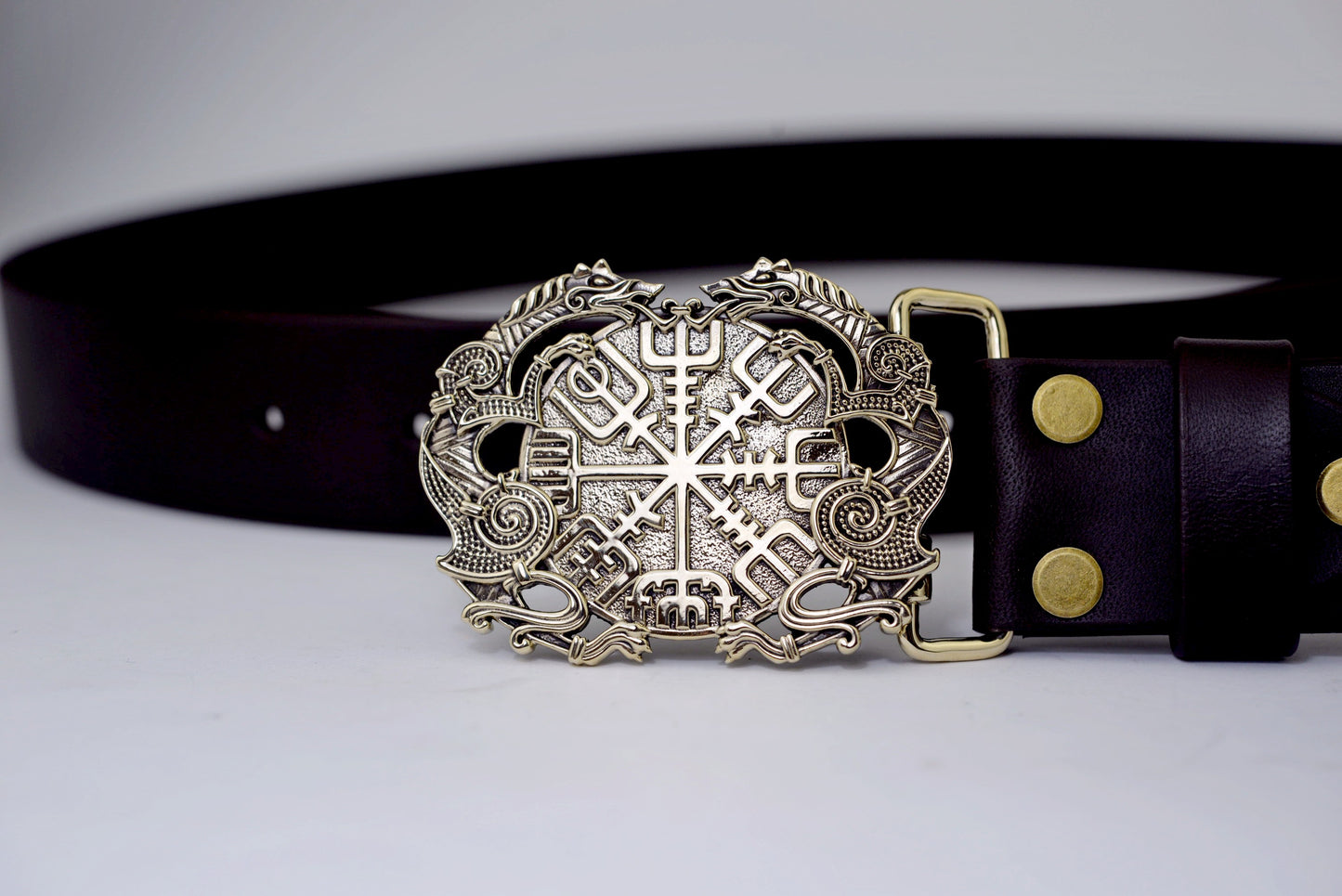 vkngjewelry Belt Double-Sided Solid Brass Viking Vegvisir Belt Buckle