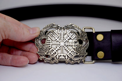vkngjewelry Belt Double-Sided Solid Brass Viking Vegvisir Belt Buckle