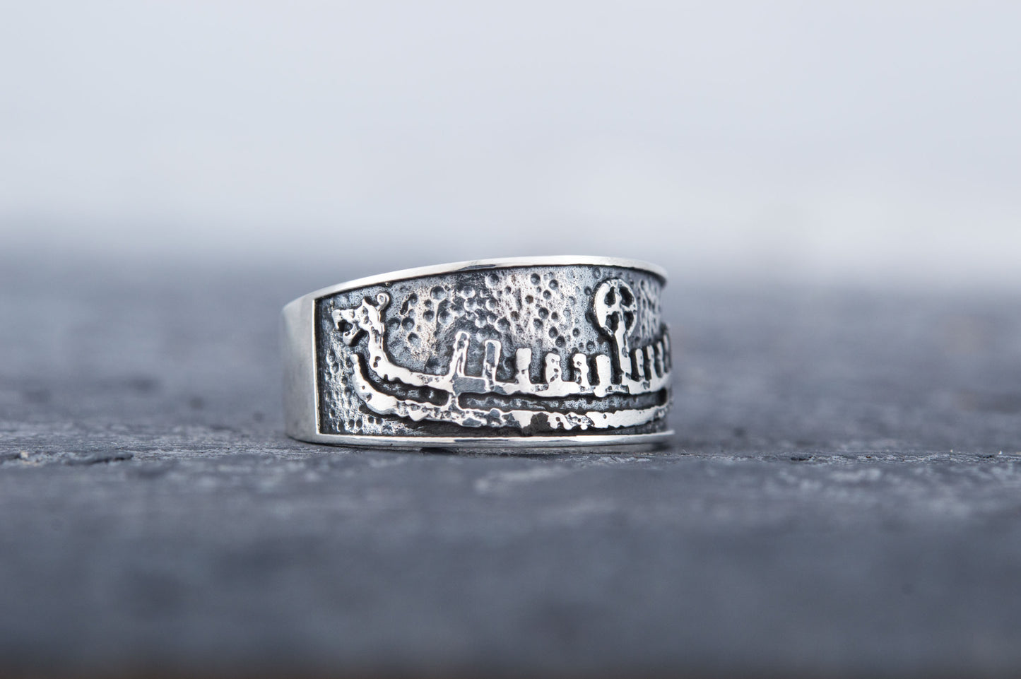 vkngjewelry Ring Handcrafted  Drakkar Symbol Bronze Handcrafted Ring