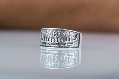 vkngjewelry Ring Handcrafted  Drakkar Symbol Bronze Handcrafted Ring