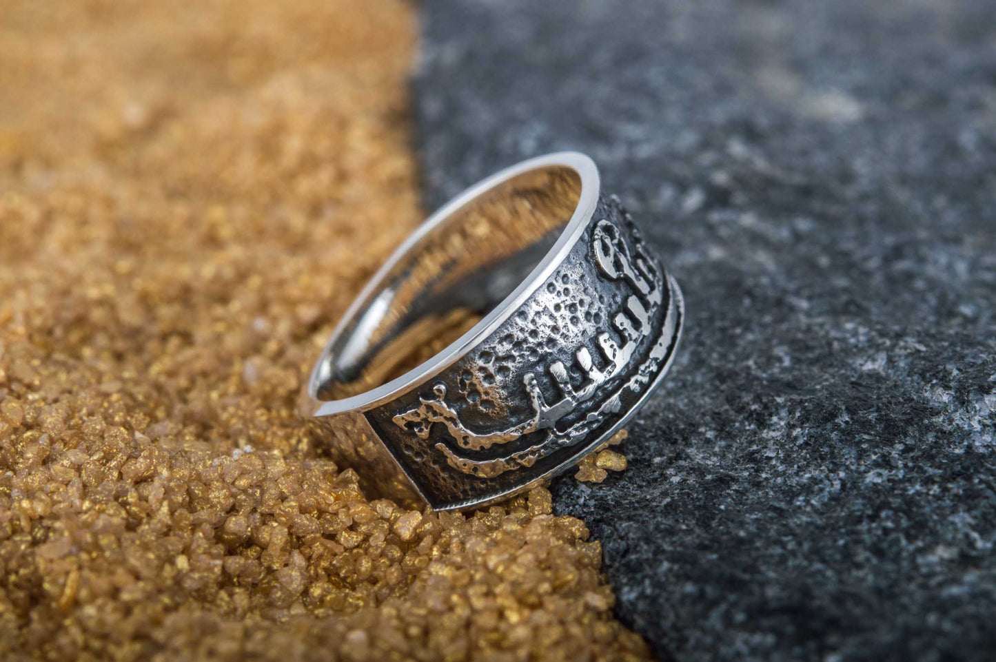 vkngjewelry Ring Handcrafted  Drakkar Symbol Bronze Handcrafted Ring