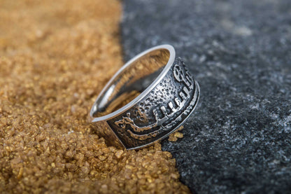 vkngjewelry Ring Handcrafted  Drakkar Symbol Bronze Handcrafted Ring