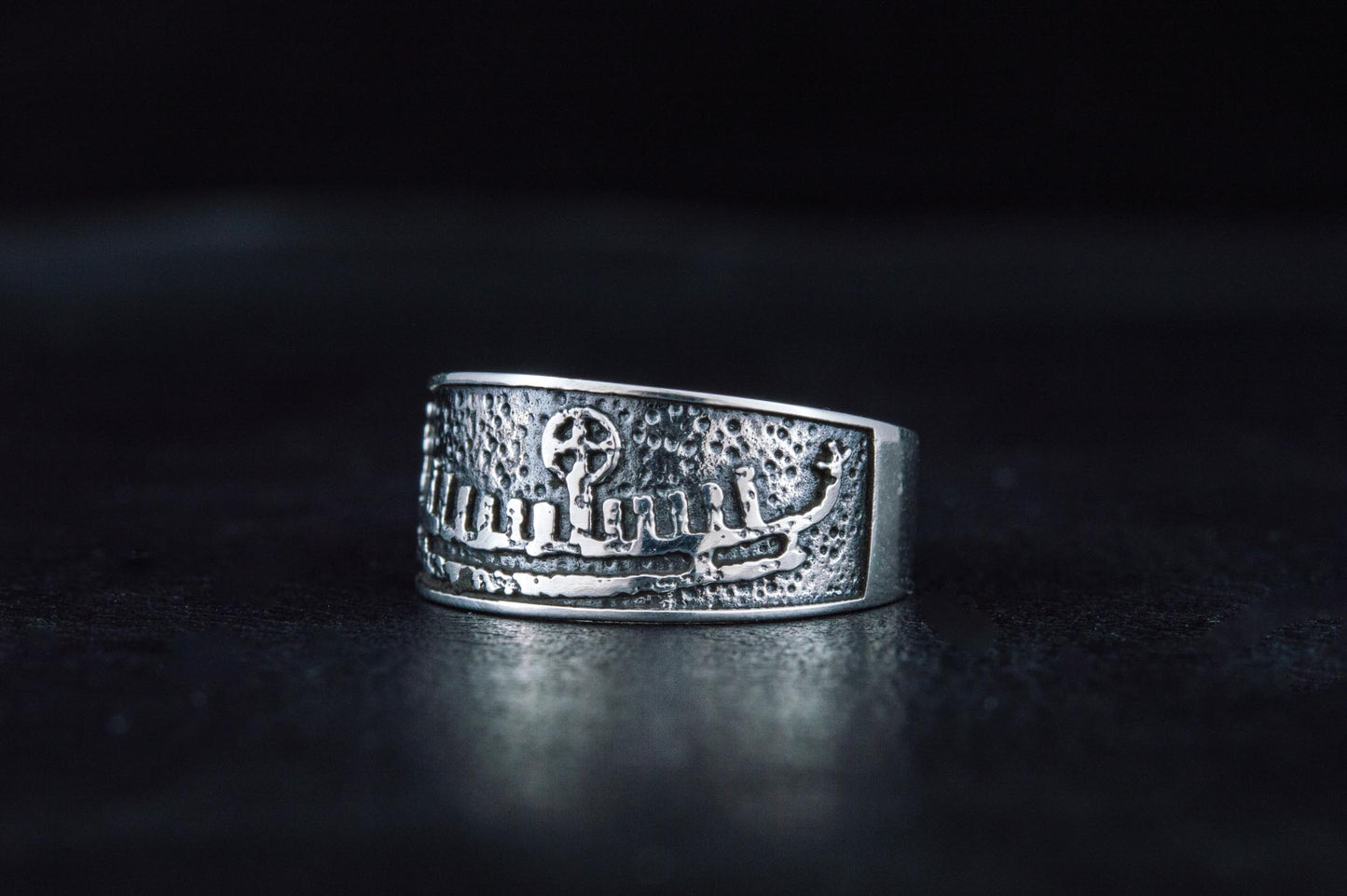 vkngjewelry Ring Handcrafted  Drakkar Symbol Bronze Handcrafted Ring