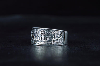 vkngjewelry Ring Handcrafted  Drakkar Symbol Bronze Handcrafted Ring