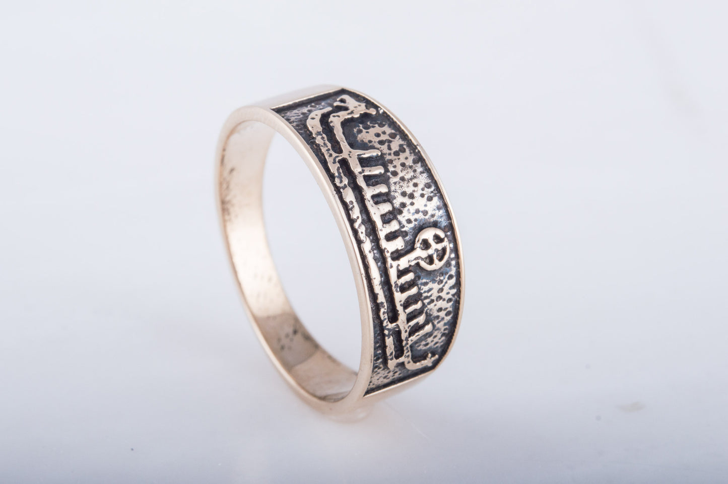 vkngjewelry Ring Handcrafted  Drakkar Symbol Bronze Handcrafted Ring
