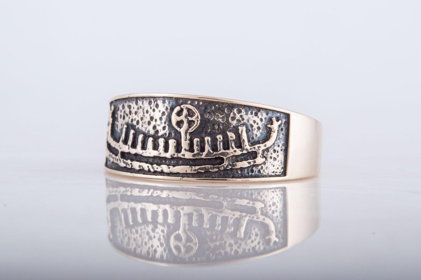 vkngjewelry Ring Handcrafted  Drakkar Symbol Bronze Handcrafted Ring