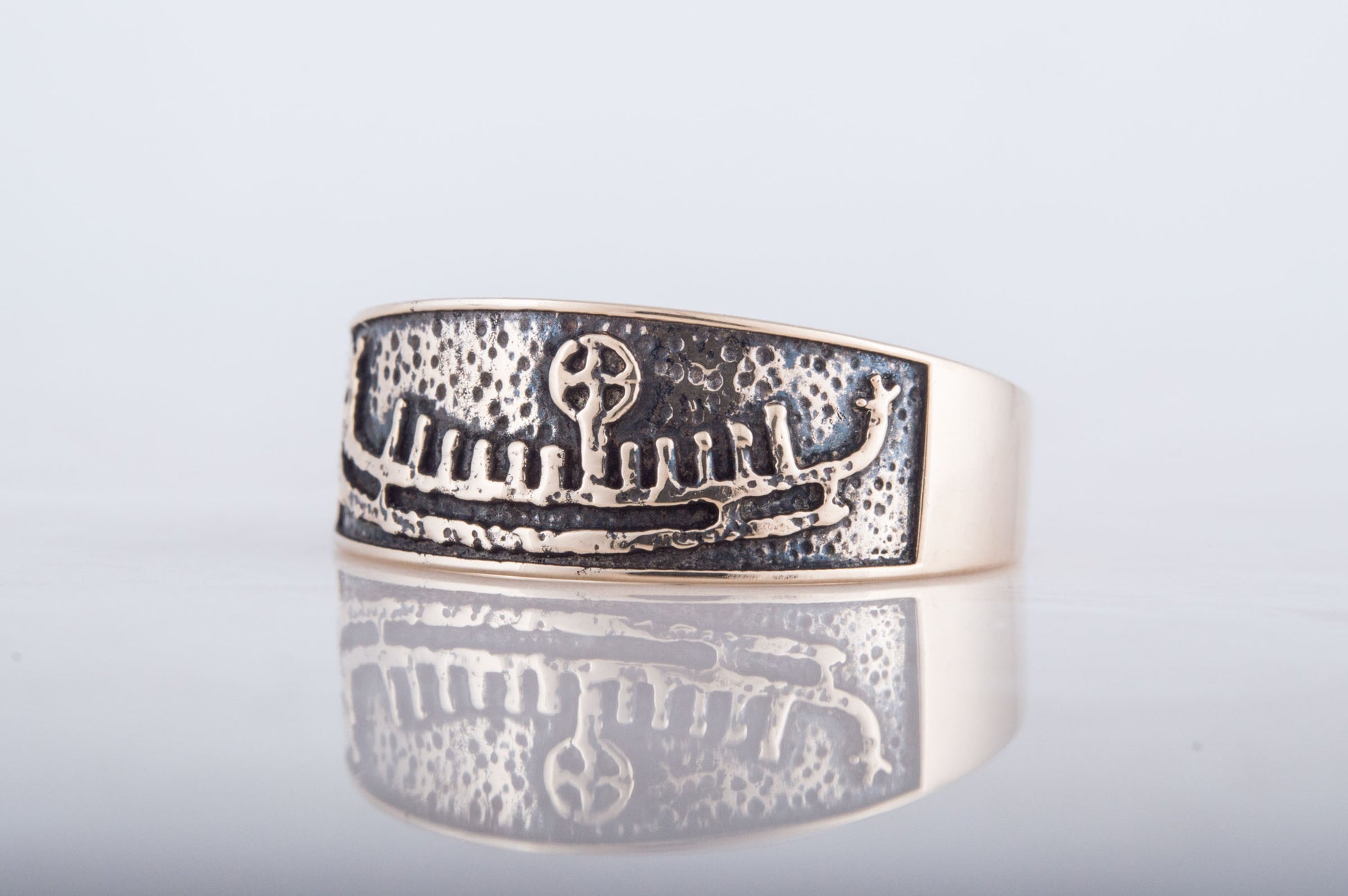 vkngjewelry Ring Handcrafted  Drakkar Symbol Bronze Handcrafted Ring