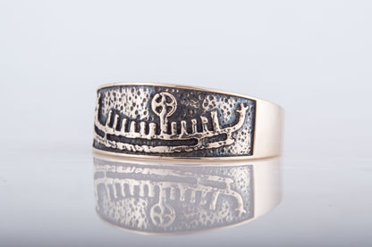 vkngjewelry Ring Handcrafted  Drakkar Symbol Bronze Handcrafted Ring