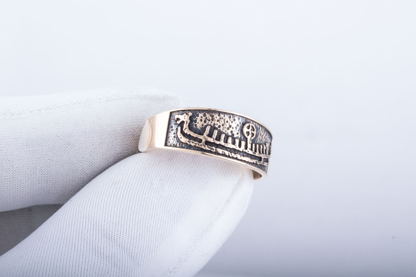 vkngjewelry Ring Handcrafted  Drakkar Symbol Bronze Handcrafted Ring