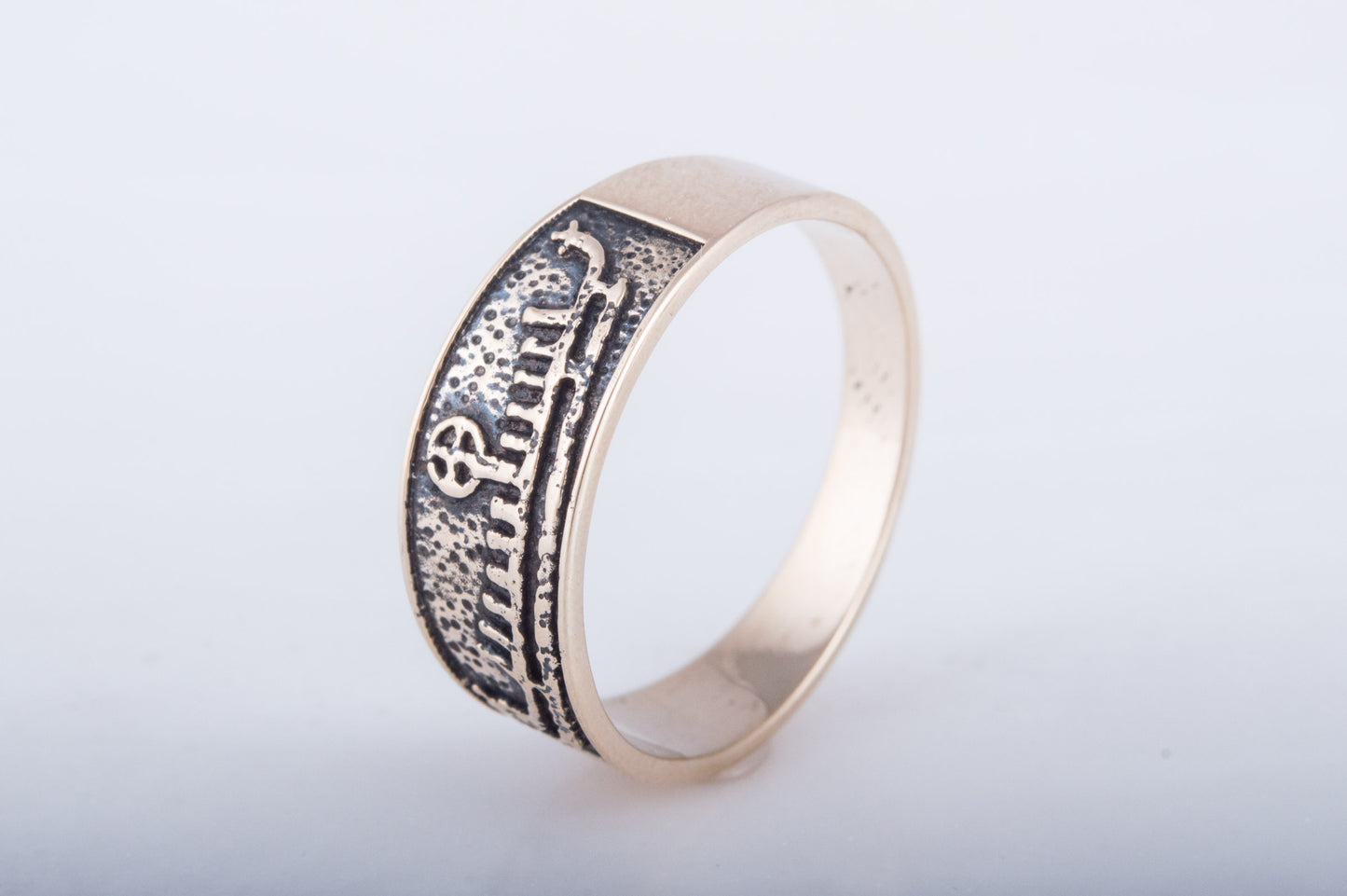 vkngjewelry Ring Handcrafted  Drakkar Symbol Bronze Handcrafted Ring