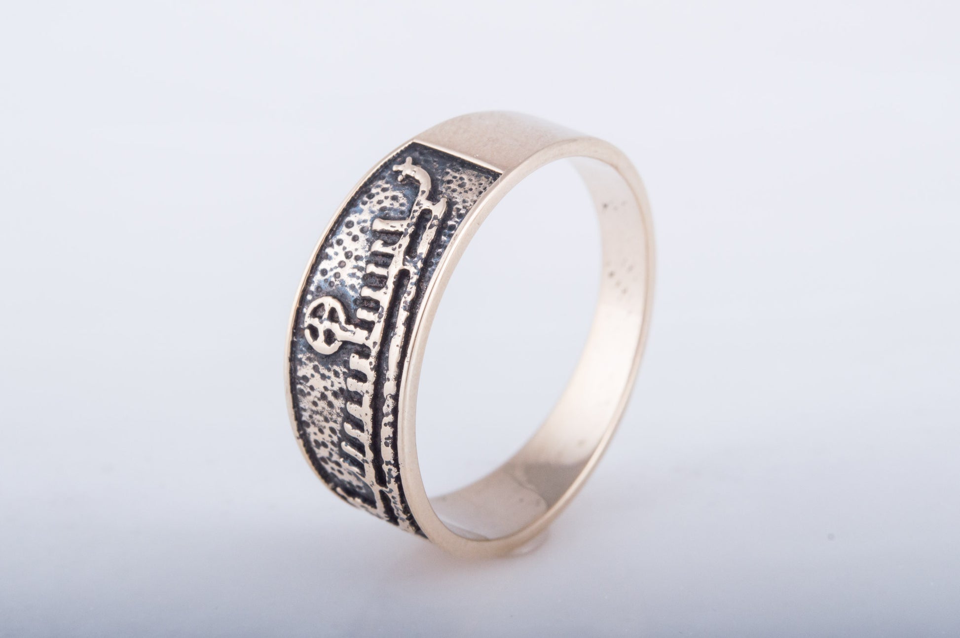 vkngjewelry Ring Handcrafted  Drakkar Symbol Bronze Handcrafted Ring