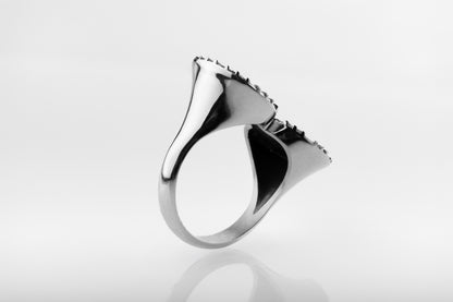 vkngjewelry Ring Dual Vegvísir & Aegishjalmur Silver Viking Ring