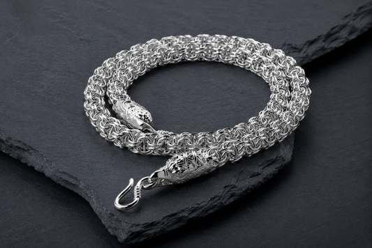 vkngjewelry Chain 925 Sterling Silver Celtic Knot Box Chain with Eagle Head Clasp