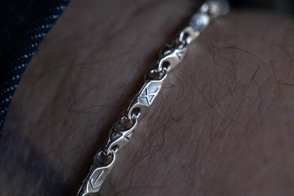 vkngjewelry Bracelet Viking Rune Link Bracelet Handcrafted Sterling Silver Amulet