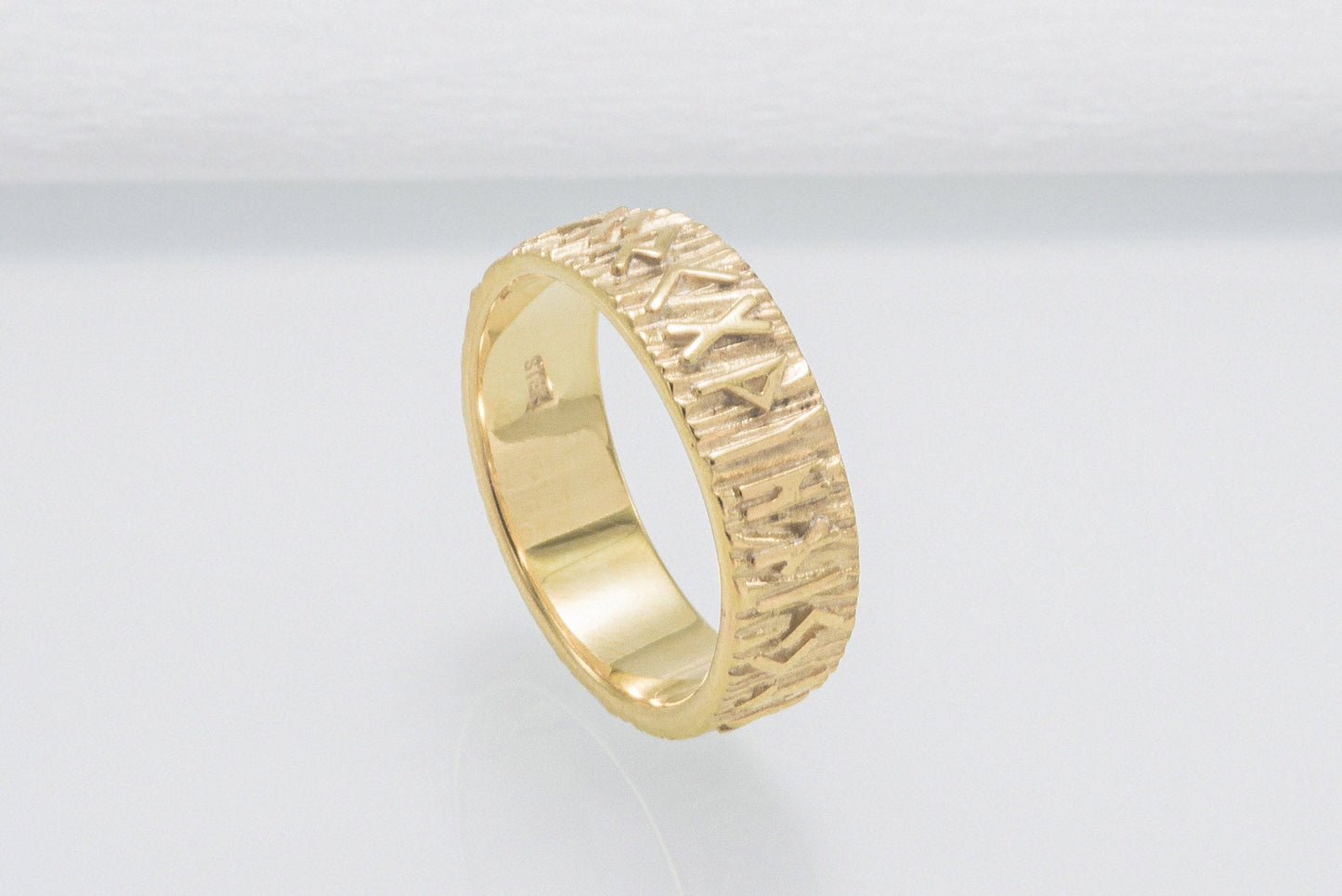 vkngjewelry Ring Handcrafted Elder Futhark Runes Gold Ring