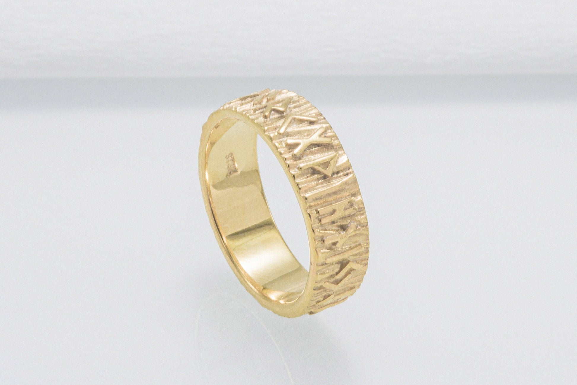 vkngjewelry Ring Handcrafted Elder Futhark Runes Gold Ring
