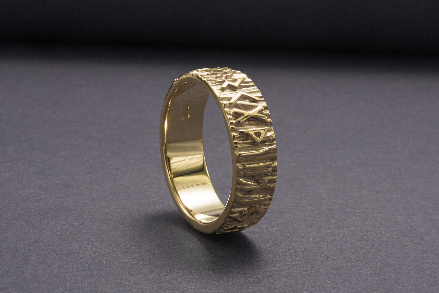 vkngjewelry Ring Handcrafted Elder Futhark Runes Gold Ring