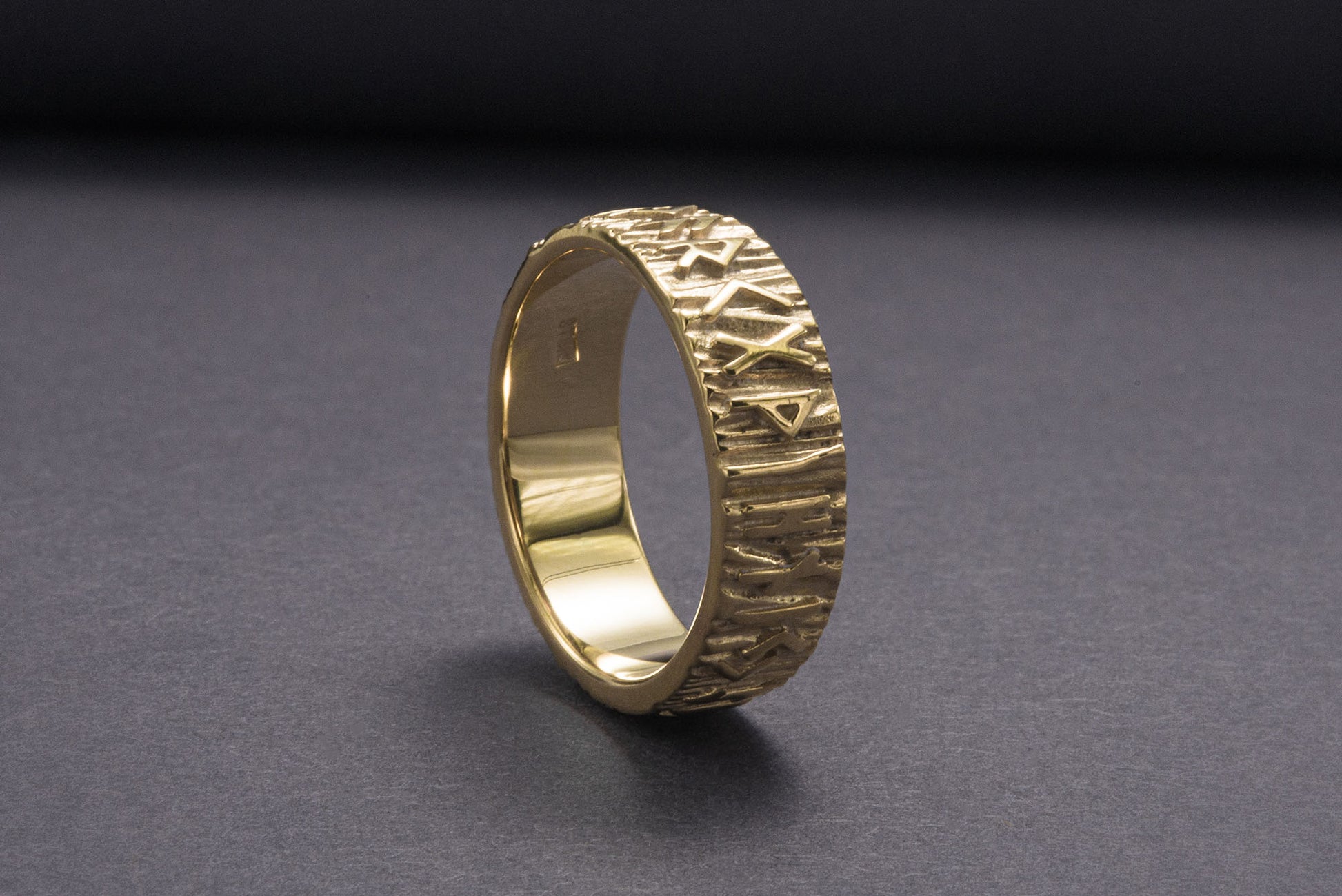 vkngjewelry Ring Handcrafted Elder Futhark Runes Gold Ring