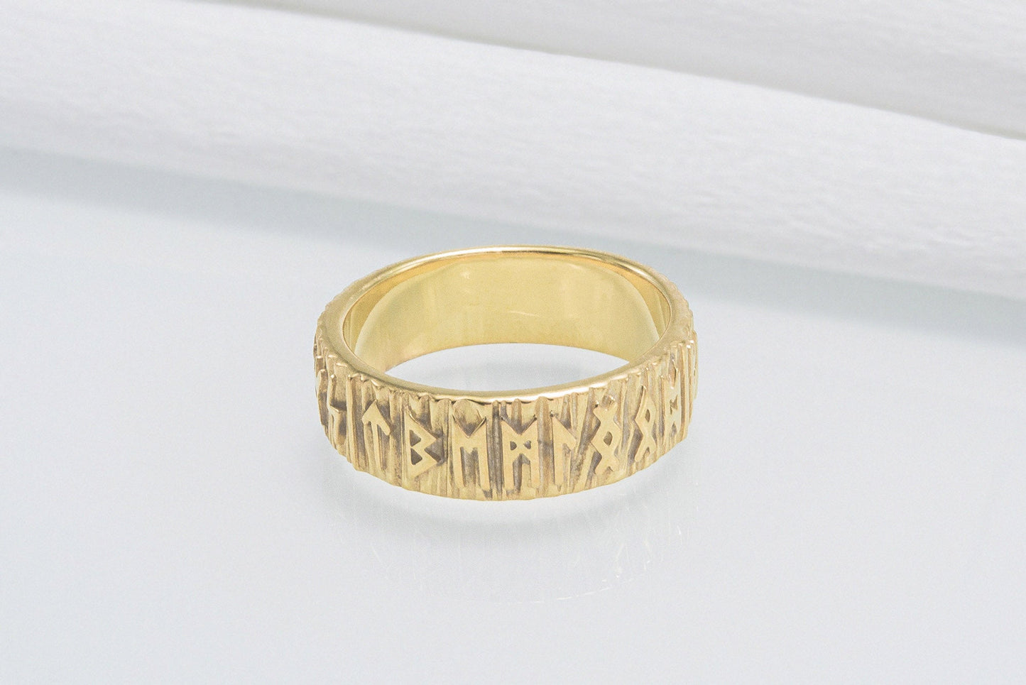 vkngjewelry Ring Handcrafted Elder Futhark Runes Gold Ring
