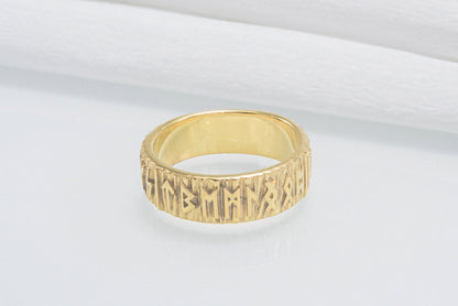 vkngjewelry Ring Handcrafted Elder Futhark Runes Gold Ring