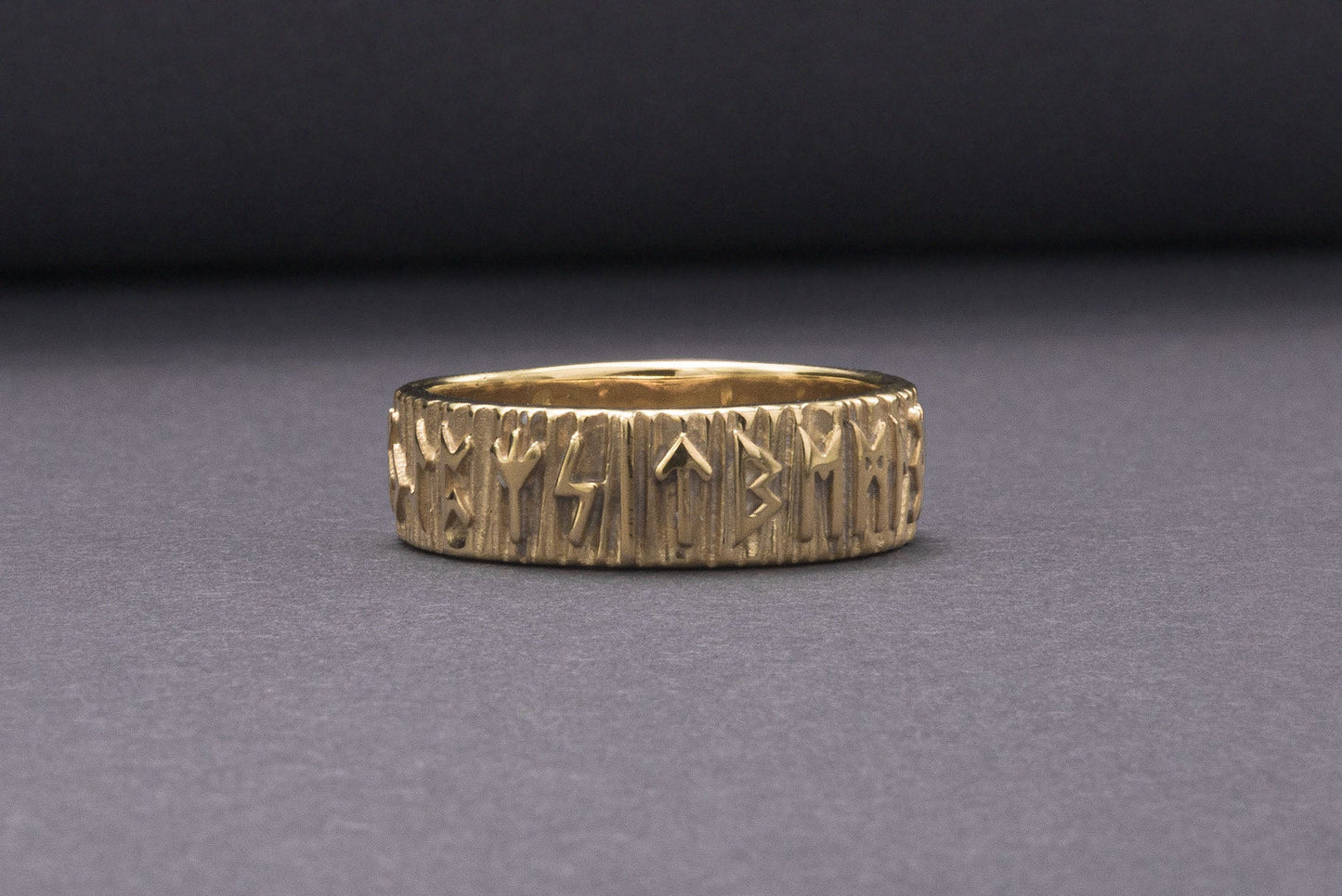 vkngjewelry Ring Handcrafted Elder Futhark Runes Gold Ring