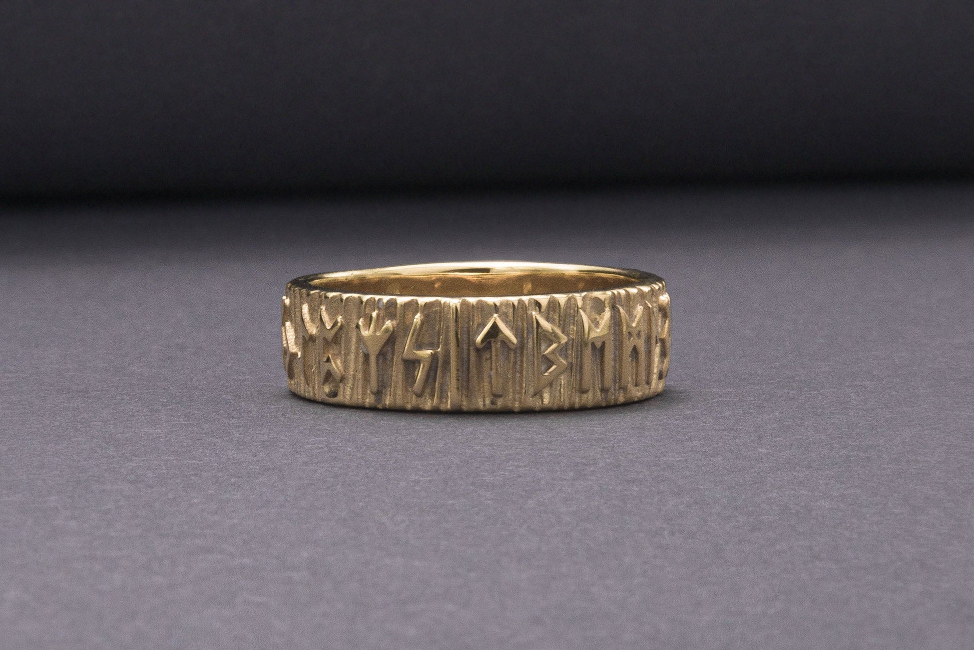 vkngjewelry Ring Handcrafted Elder Futhark Runes Gold Ring