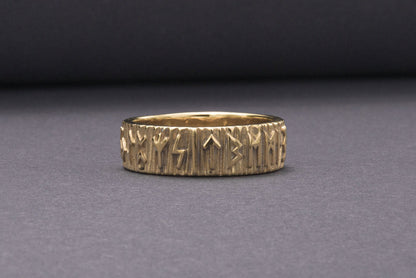 vkngjewelry Ring Handcrafted Elder Futhark Runes Gold Ring