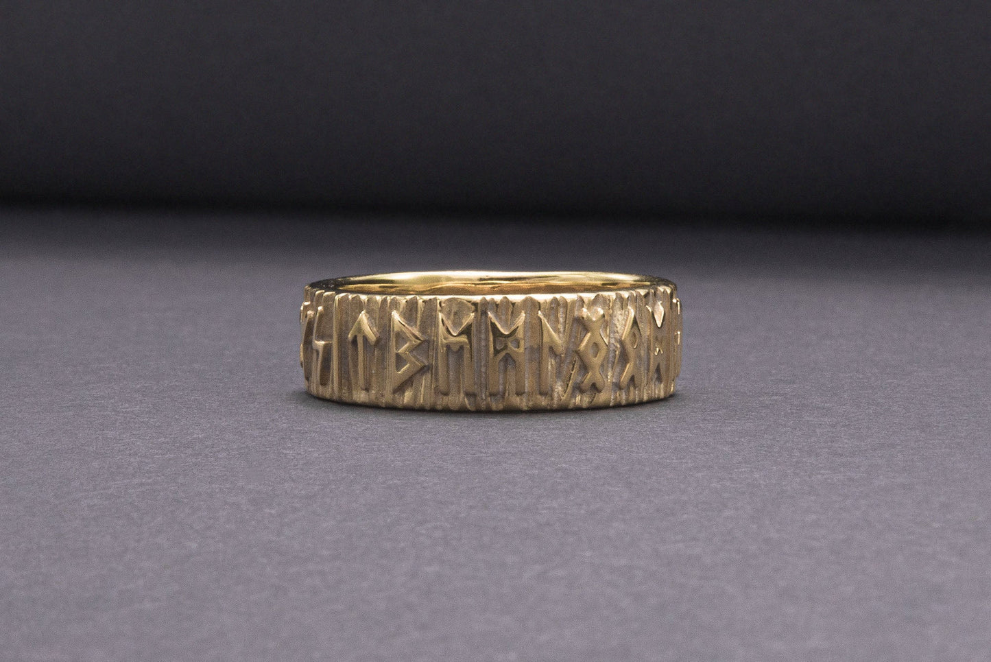 vkngjewelry Ring Handcrafted Elder Futhark Runes Gold Ring