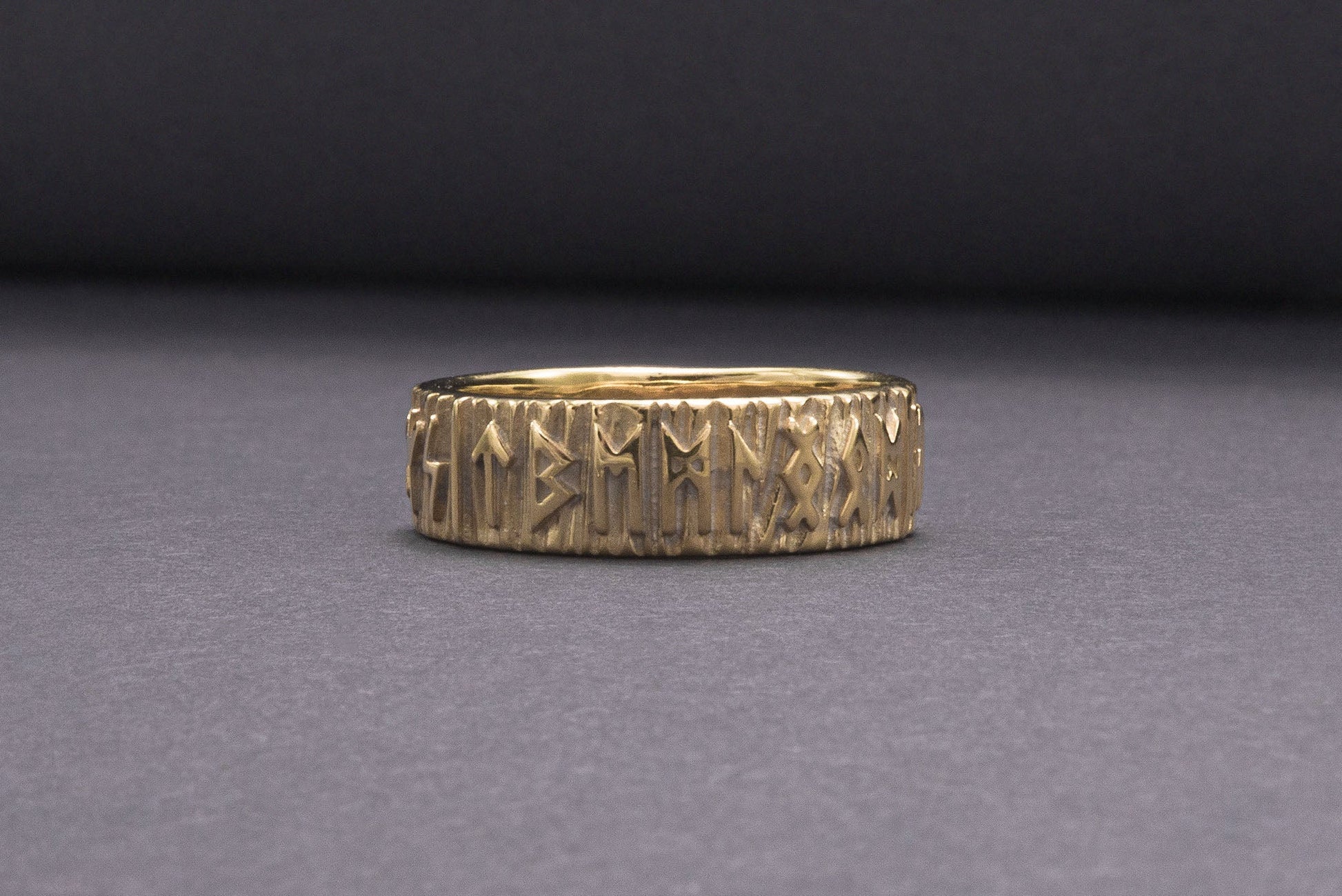 vkngjewelry Ring Handcrafted Elder Futhark Runes Gold Ring