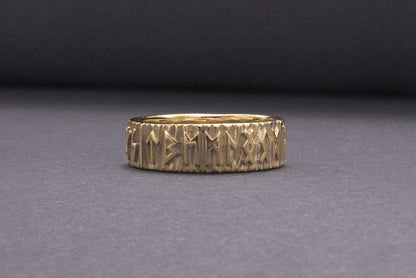 vkngjewelry Ring Handcrafted Elder Futhark Runes Gold Ring