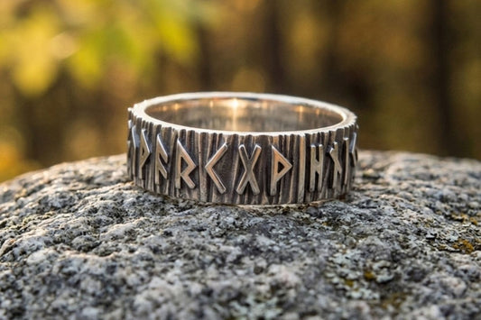 vkngjewelry Ring Handcrafted Elder Futhark Runes Sterling Silver Ring