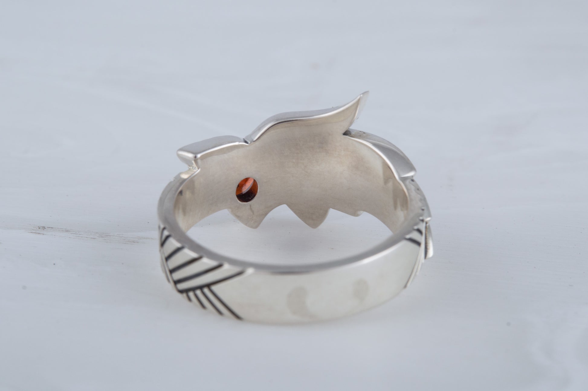 vkngjewelry Ring Handcrafted Fenrir Ring Gem Sterling Silver Ring