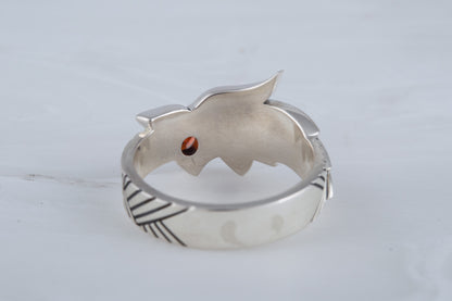 vkngjewelry Ring Handcrafted Fenrir Ring Gem Sterling Silver Ring