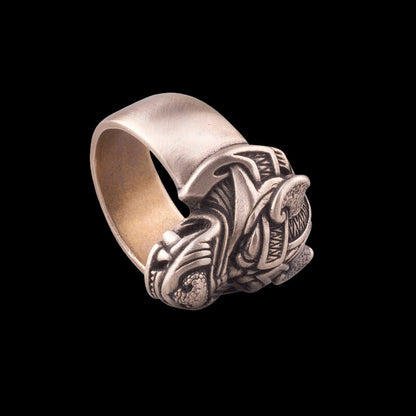 vkngjewelry Bagues Handcrafted Fenrir Wolf Bronze Ring