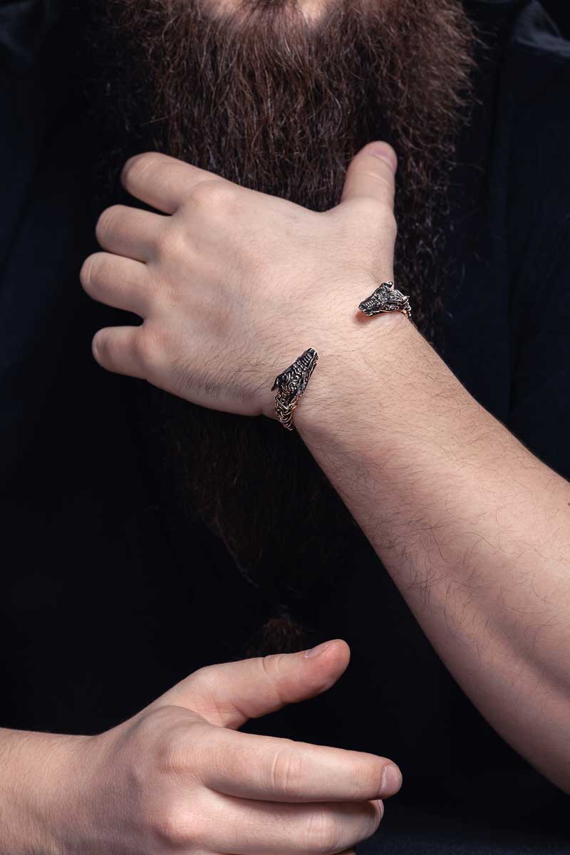 vkngjewelry Bracelet Handcrafted Fine Ornament Armring Fenrir Silver Sterling
