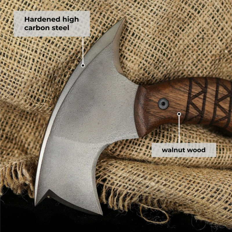 vkngjewelry hache Forged Tomahawk "Skaldrun" With Tribal Engraving