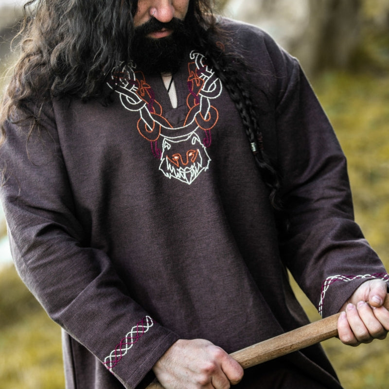 vkngjewelry Apparel & Accessories "Freki” Viking Tunic With Hand Embroidery