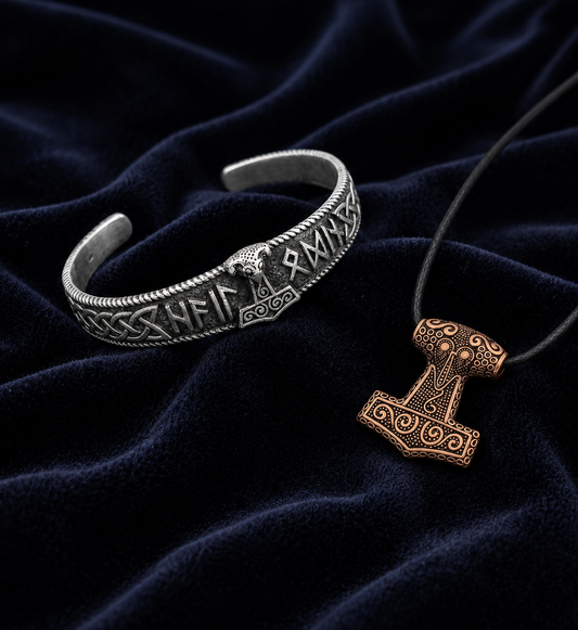 vkngjewelry Gift Box Gift Box Mjolnir Bangle Bracelet And Thor Hammer Skane Pendant GB15