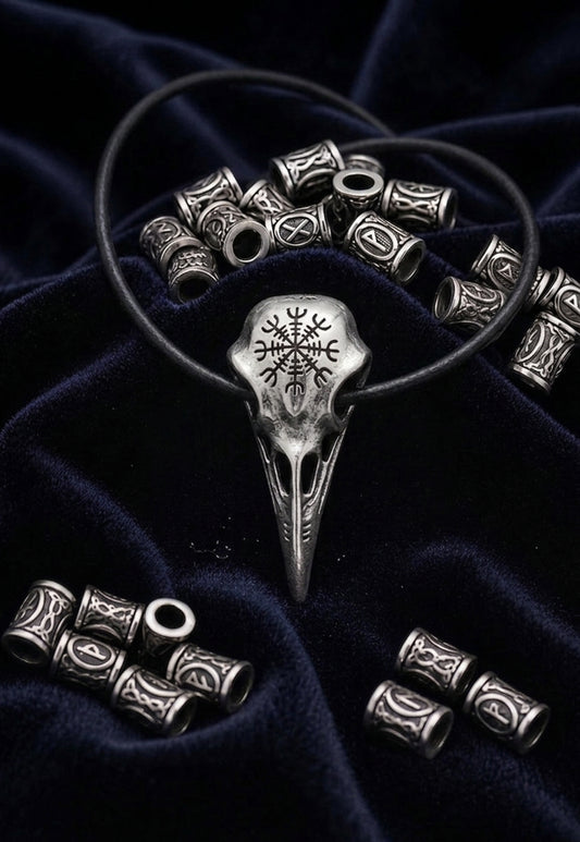 vkngjewelry Gift Box Gift Box Raven Skull and Viking Hair Beads