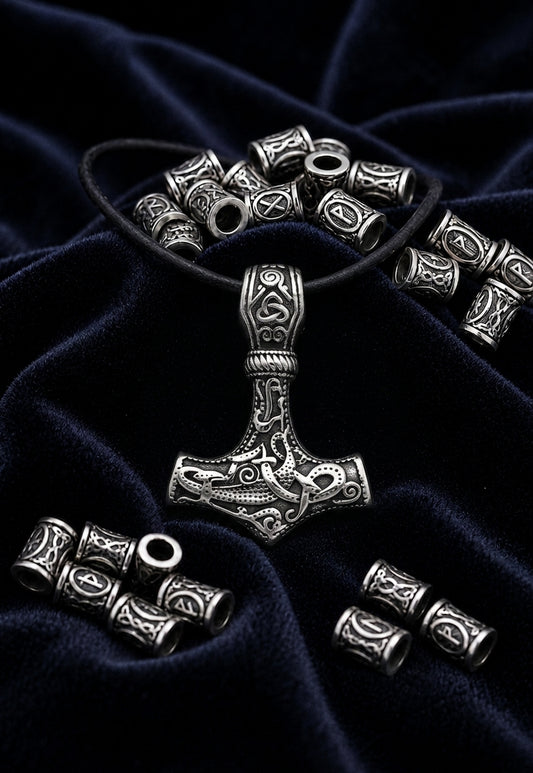 vkngjewelry Gift Box Gift Box Thor's Hammer Pendant and Viking Beard Beads