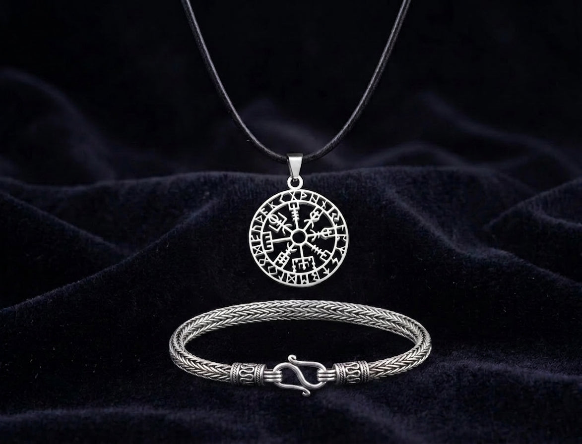 vkngjewelry Gift Box Gift Box Vegvisir Pendant Runic And Asgard King Bracelet GB18
