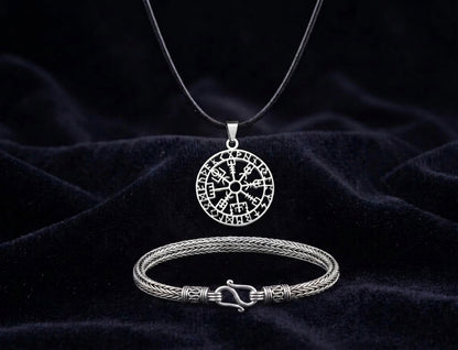 vkngjewelry Gift Box Gift Box Vegvisir Pendant Runic And Asgard King Bracelet GB18