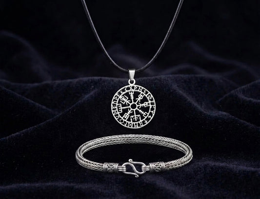 vkngjewelry Gift Box Gift Box Vegvisir Pendant Runic And Asgard King Bracelet GB18