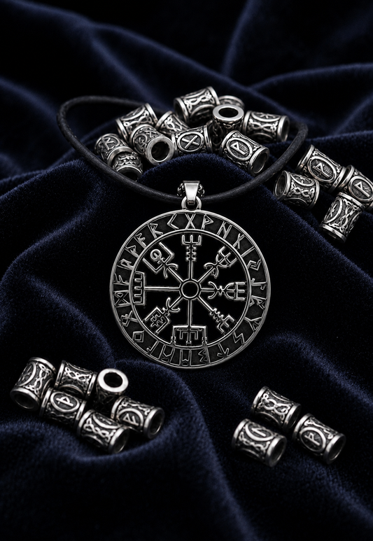 vkngjewelry Gift Box Gift Box Vegvisir Runic Pendant and Viking Beard Beads
