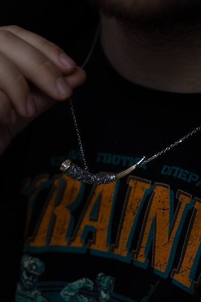 vkngjewelry Pendant Handcrafted Gjallarhorn Necklace Silver Norse Mythic Horn