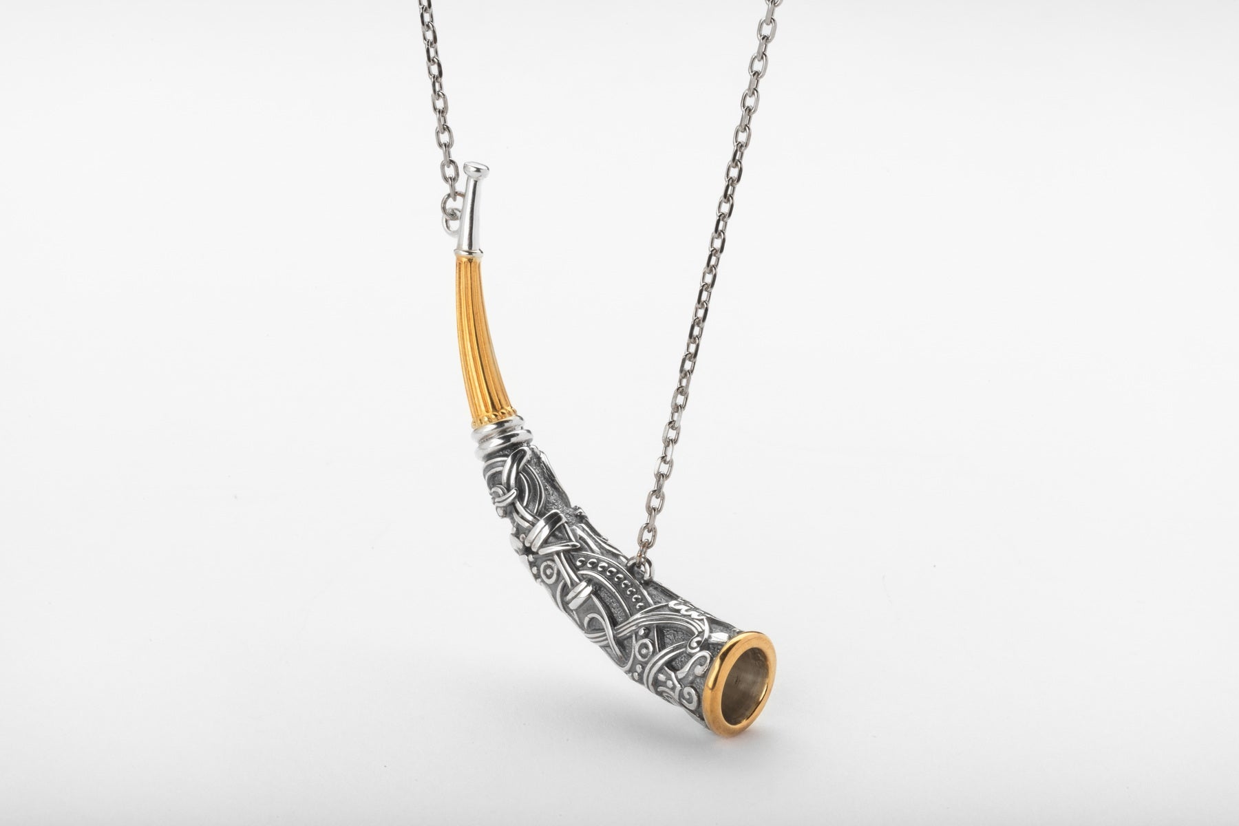 vkngjewelry Pendant Handcrafted Gjallarhorn Necklace Silver Norse Mythic Horn