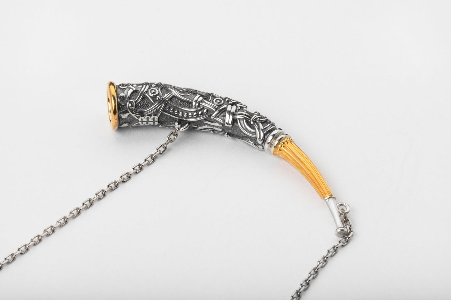 vkngjewelry Pendant Handcrafted Gjallarhorn Necklace Silver Norse Mythic Horn