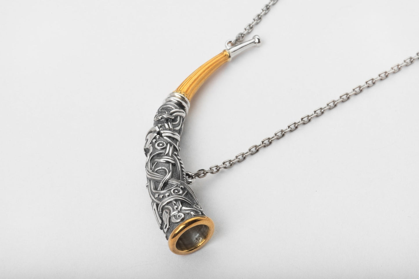 vkngjewelry Pendant Handcrafted Gjallarhorn Necklace Silver Norse Mythic Horn