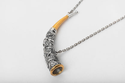 vkngjewelry Pendant Handcrafted Gjallarhorn Necklace Silver Norse Mythic Horn